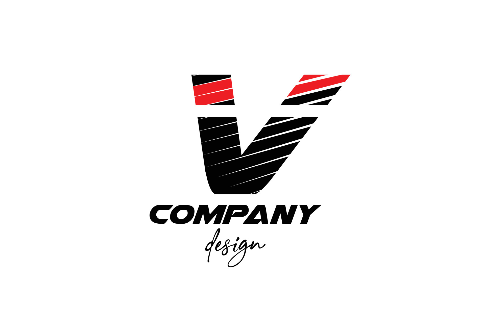 black and red V alphabet letter logo icon. Creative design for company
