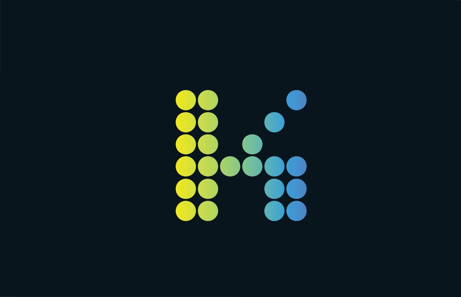 punto k verde amarillo alfabeto letra logo icono diseño. plantilla creativa para negocios y empresas. vector