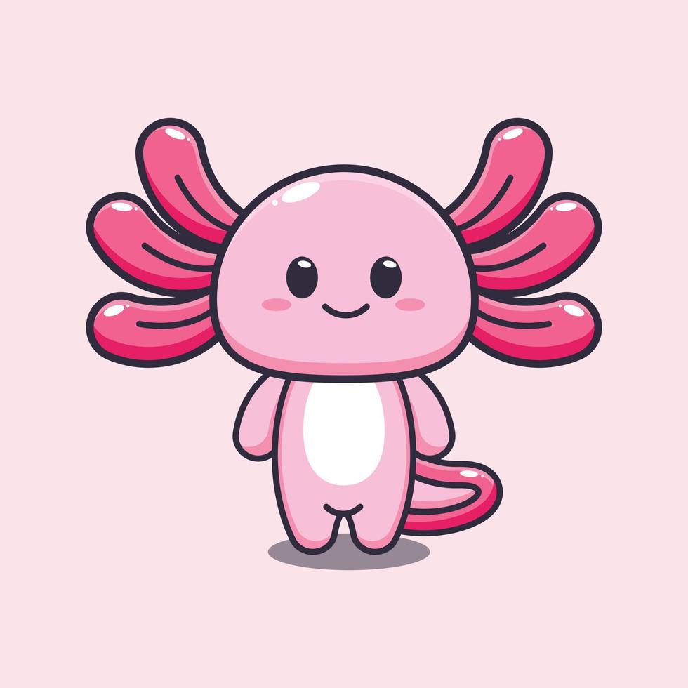 cute axolotl cartoon mascot character vector