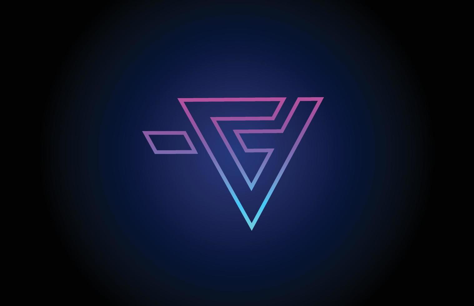 V alphabet letter logo design icon with line. Creative template for company and business in pink blue colors vector