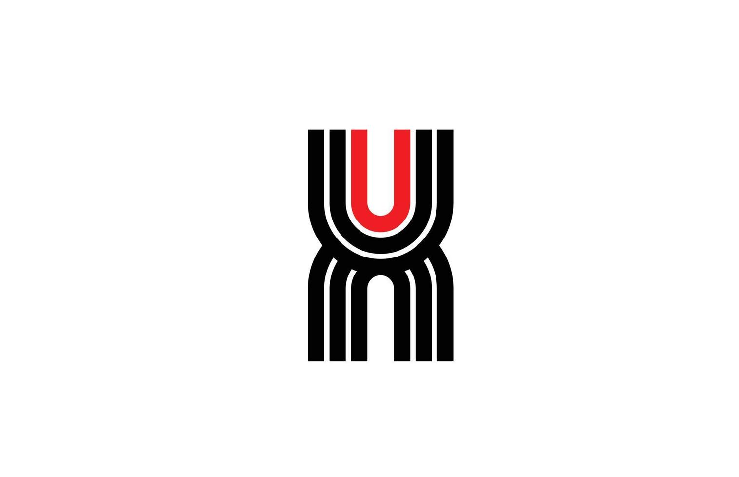 red line X alphabet letter logo icon. Creative design template for company and business in white and black vector