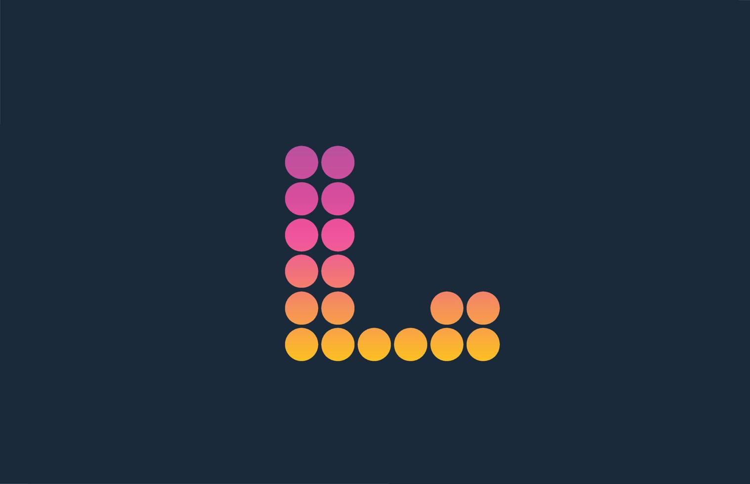 L rosa amarillo punteado alfabeto letra logo icono diseño. plantilla creativa para negocios y empresas. vector