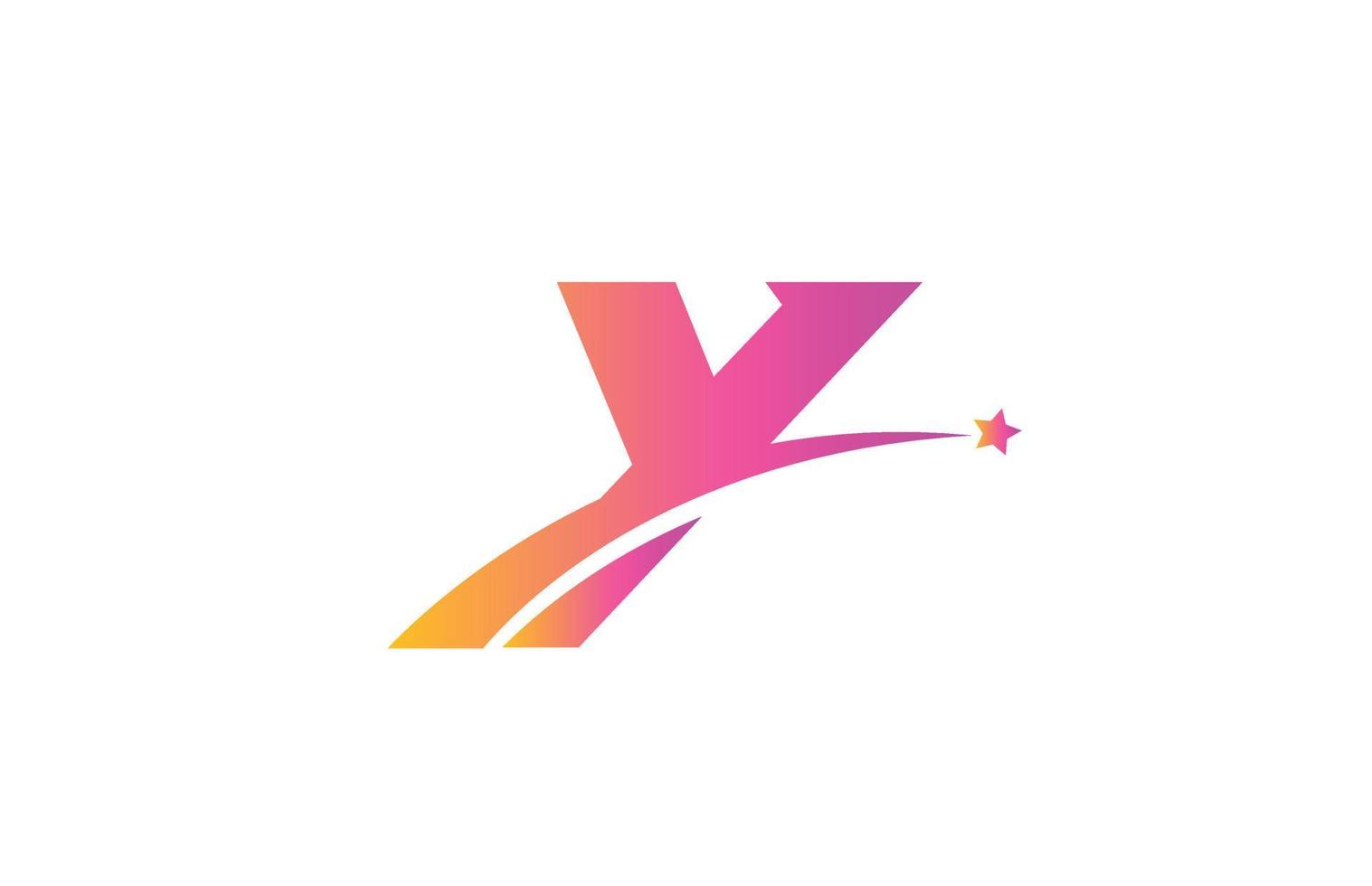 pink star Y alphabet letter logo icon design with swoosh. Creative template for company and business vector