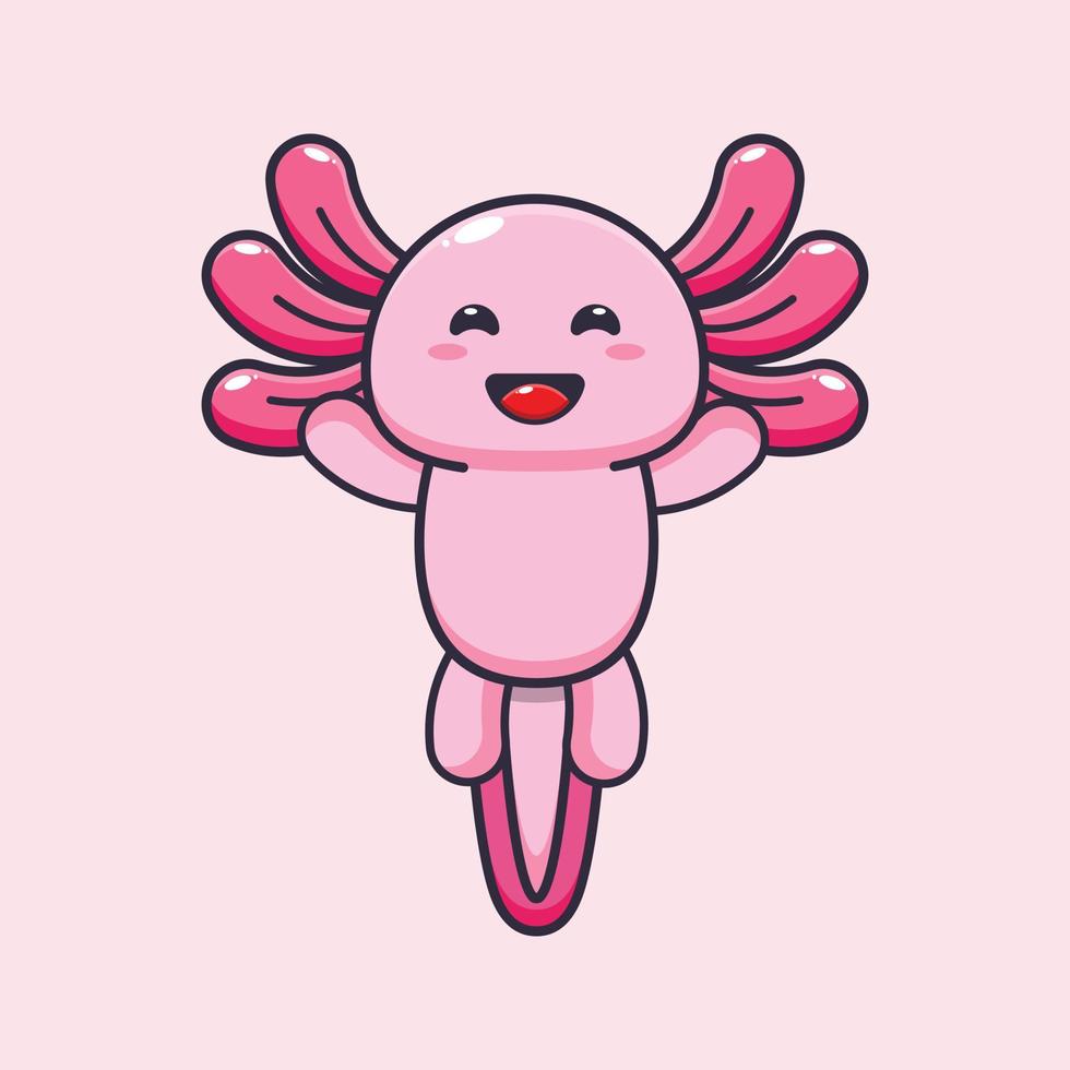 cute axolotl cartoon mascot character vector