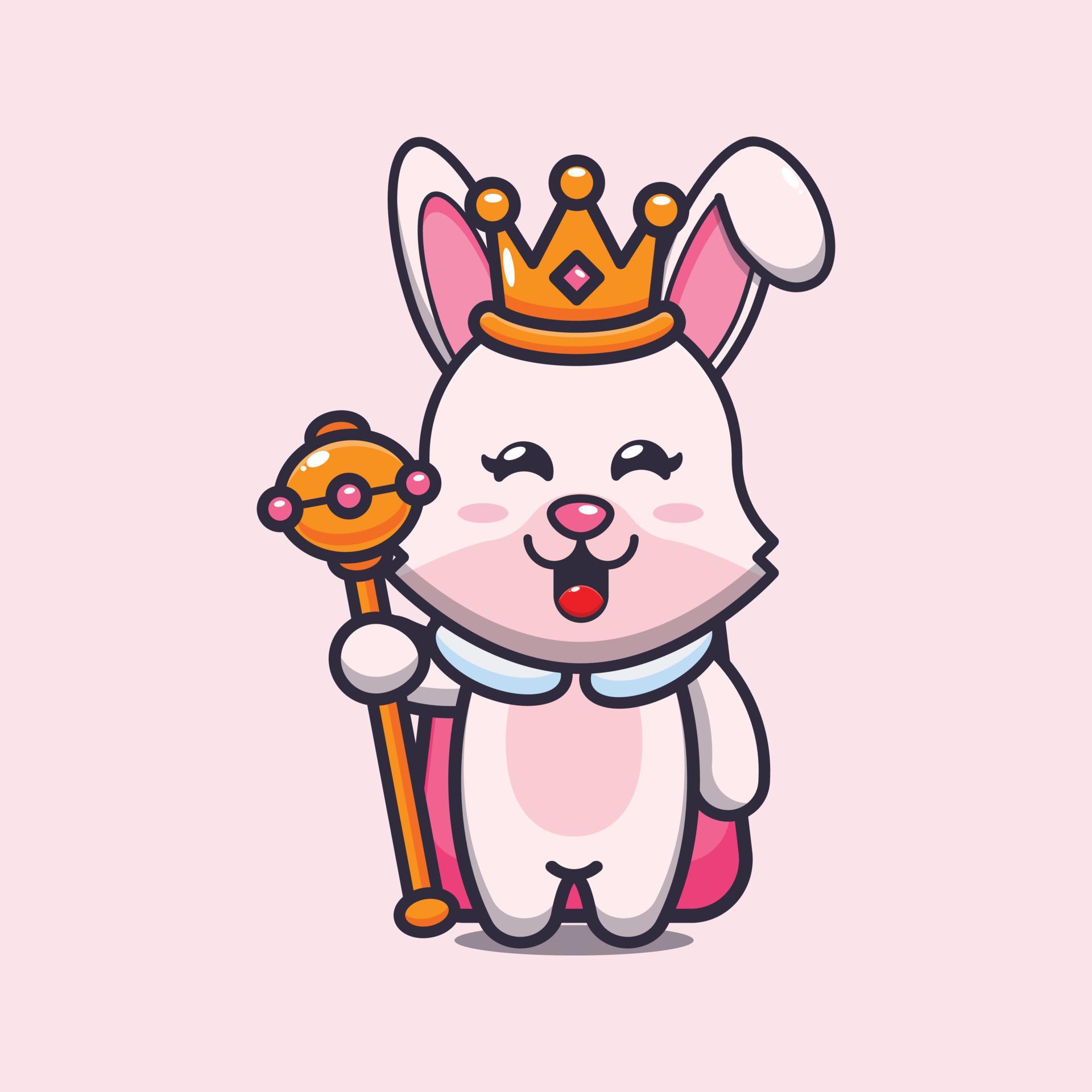 Cute queen bunny cartoon mascot illustration 6372136 Vector Art at Vecteezy