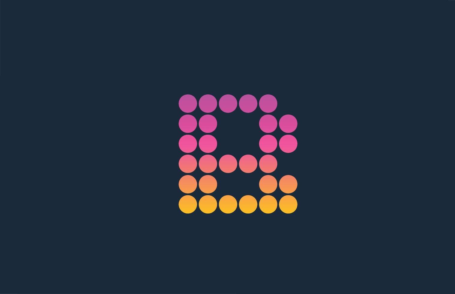 b rosa amarillo punteado alfabeto letra logo icono diseño. plantilla creativa para negocios y empresas. vector