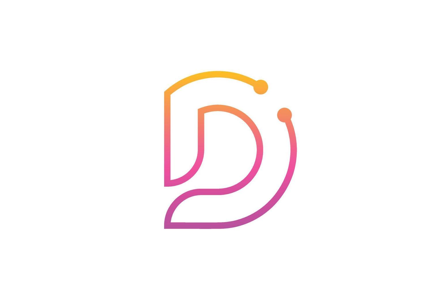 D pink alphabet letter icon logo design with dot. Creative template for company and business with line vector