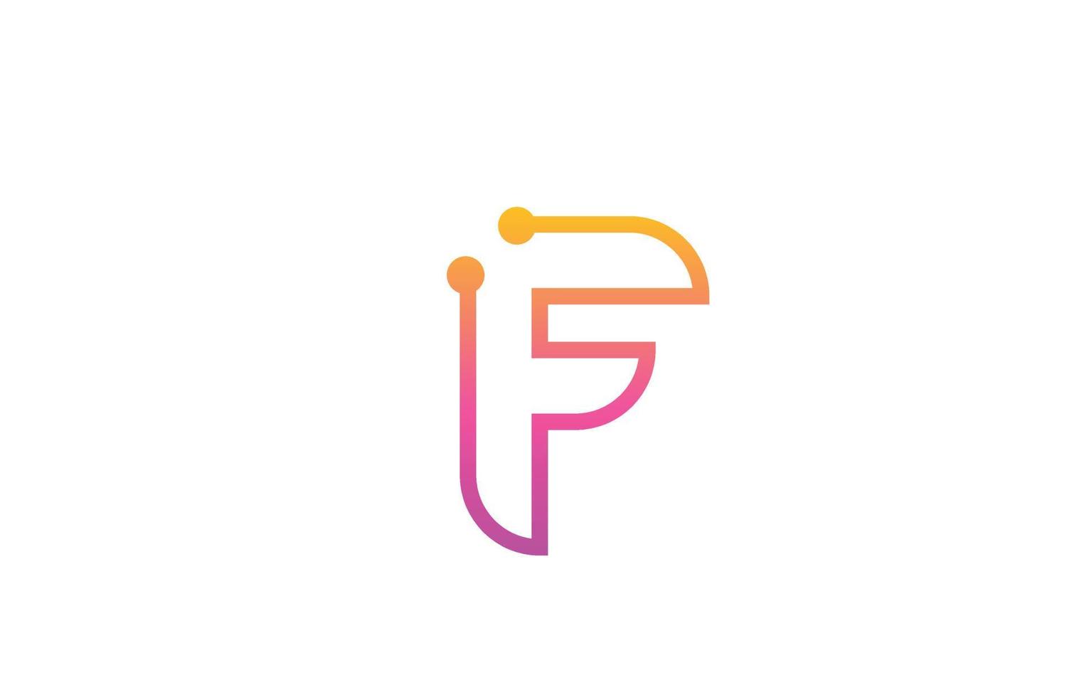 F pink alphabet letter icon logo design with dot. Creative template for company and business with line vector