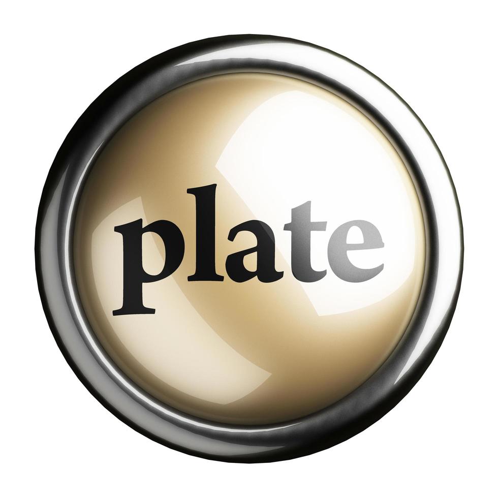 plate word on isolated button photo