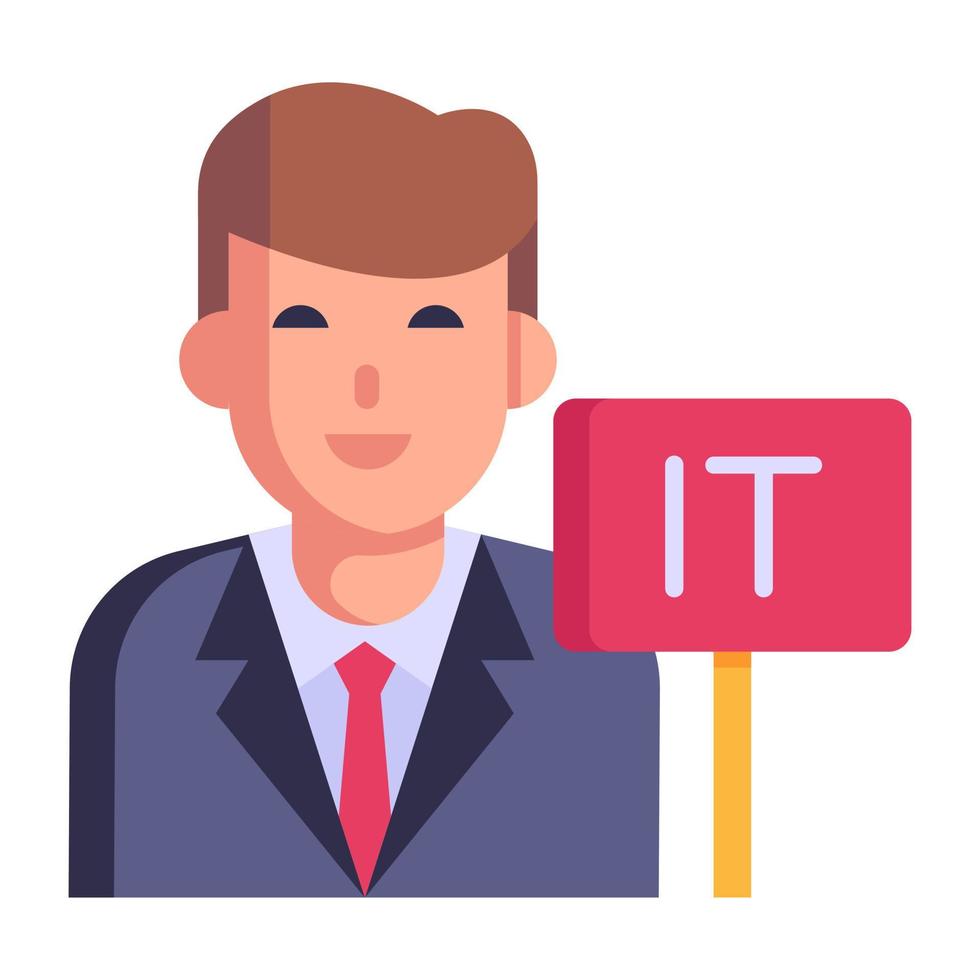 A well-designed flat icon of IT manager vector