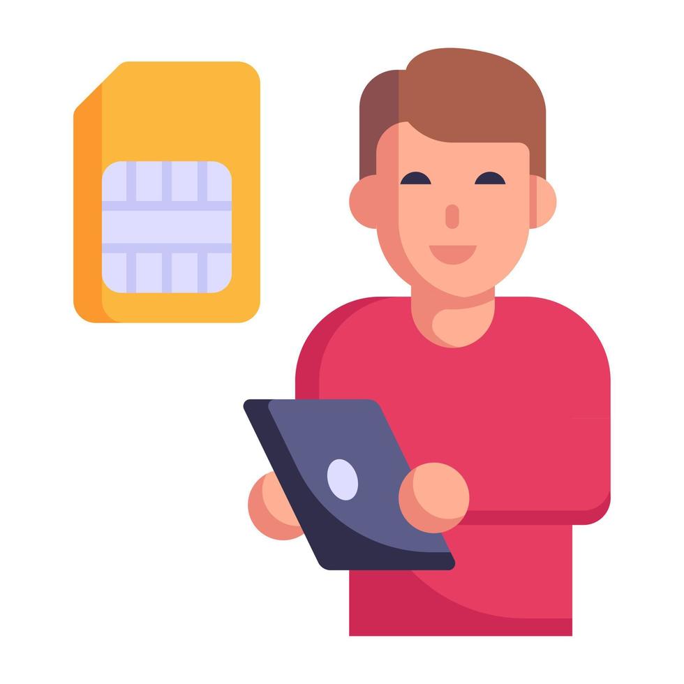 A trendy flat style icon of sim vector