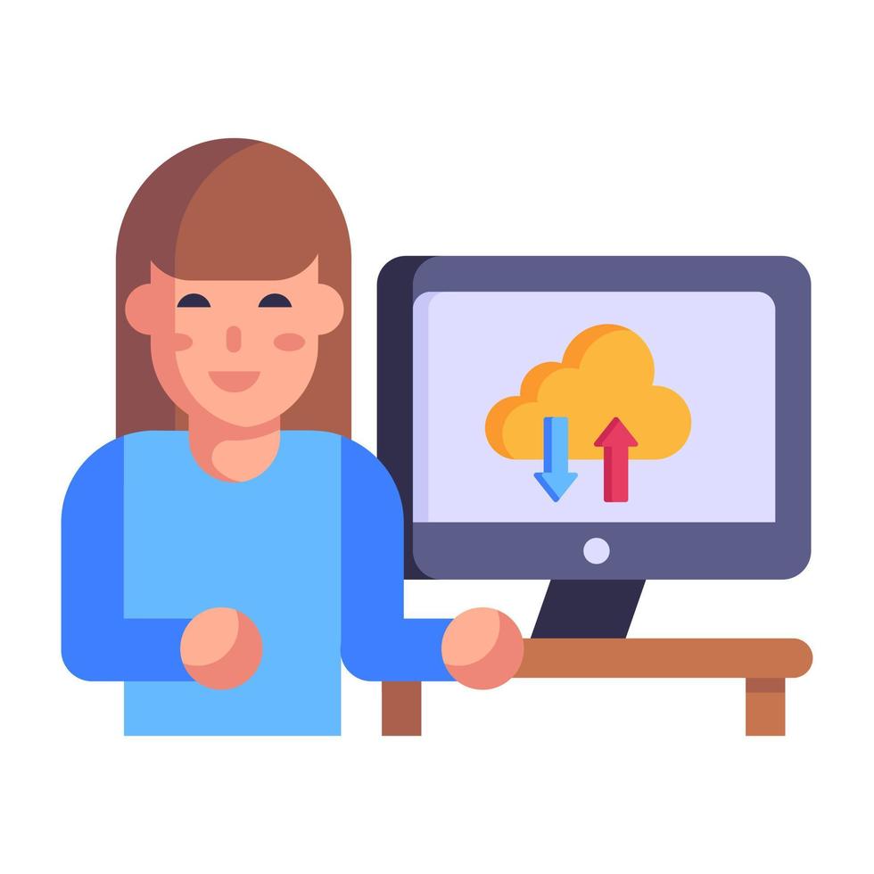 System user flat style icon with editable facility vector