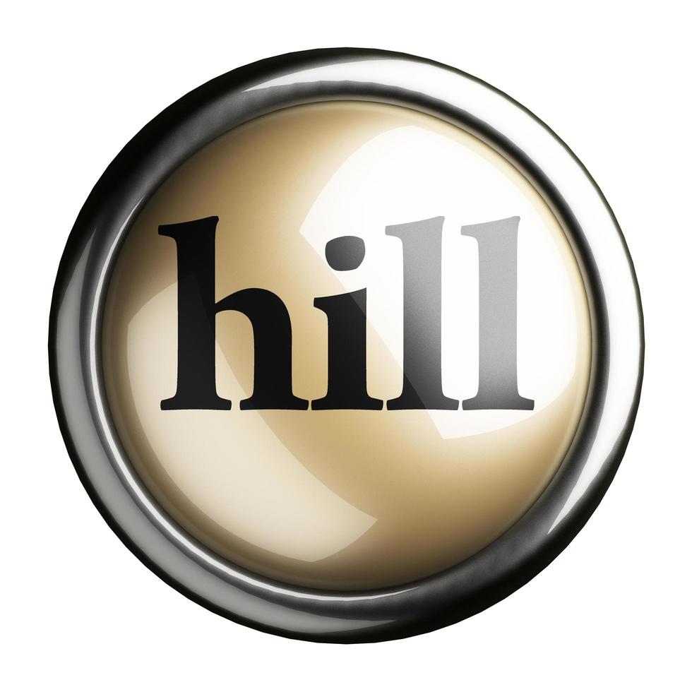 hill word on isolated button photo