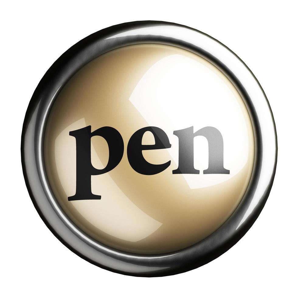 pen word on isolated button photo