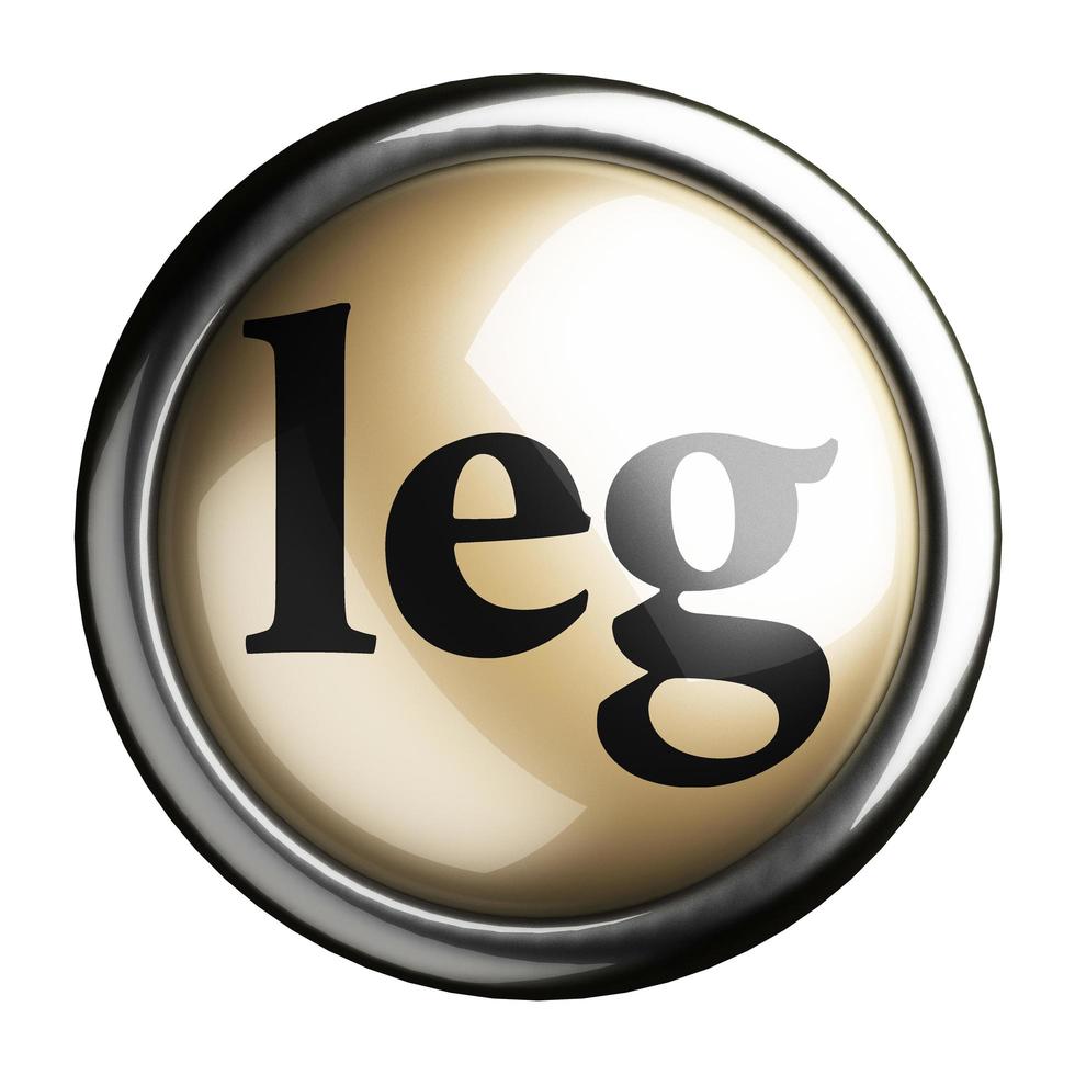 leg word on isolated button photo