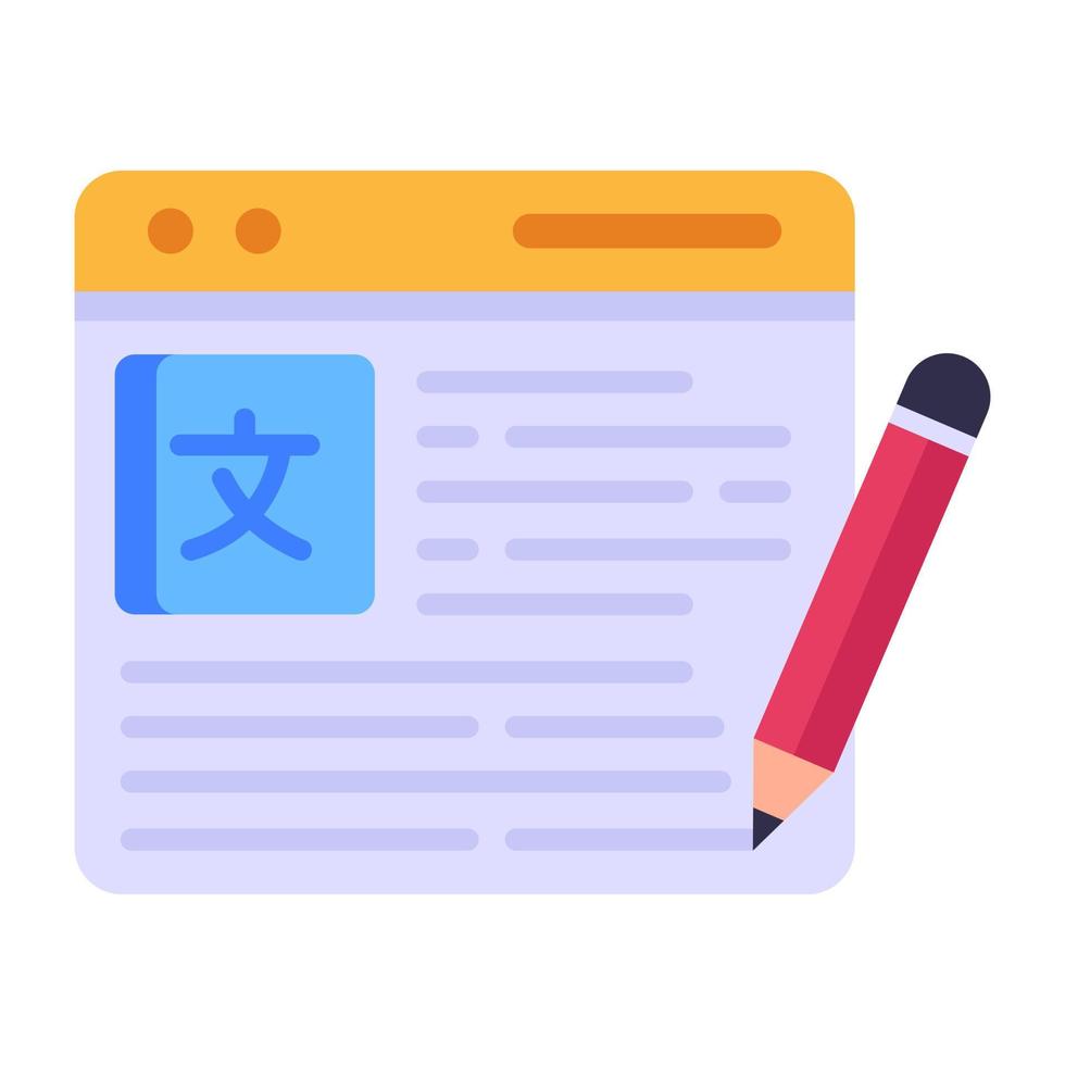 Online language learning, flat icon of translation website vector