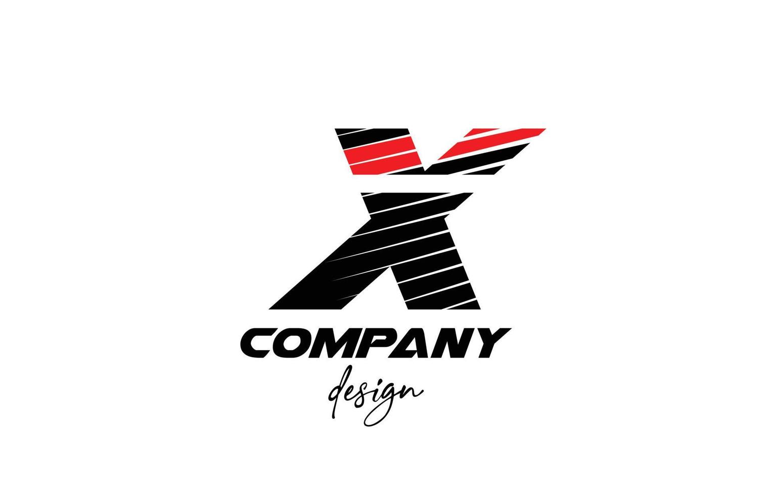 black and red X alphabet letter logo icon. Creative design for company and business with sliced bold style vector