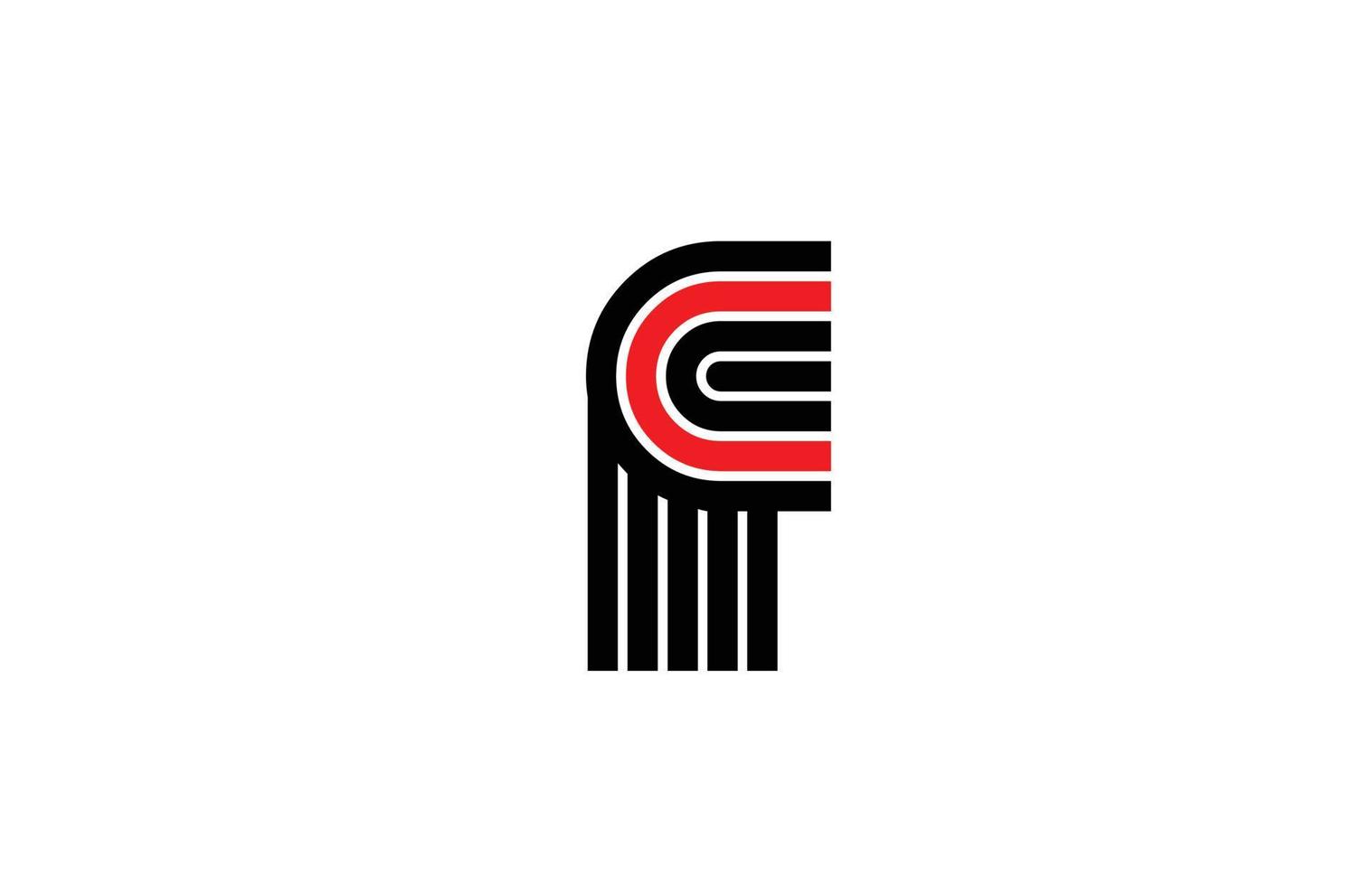 red line F alphabet letter logo icon. Creative design template for company and business in white and black vector