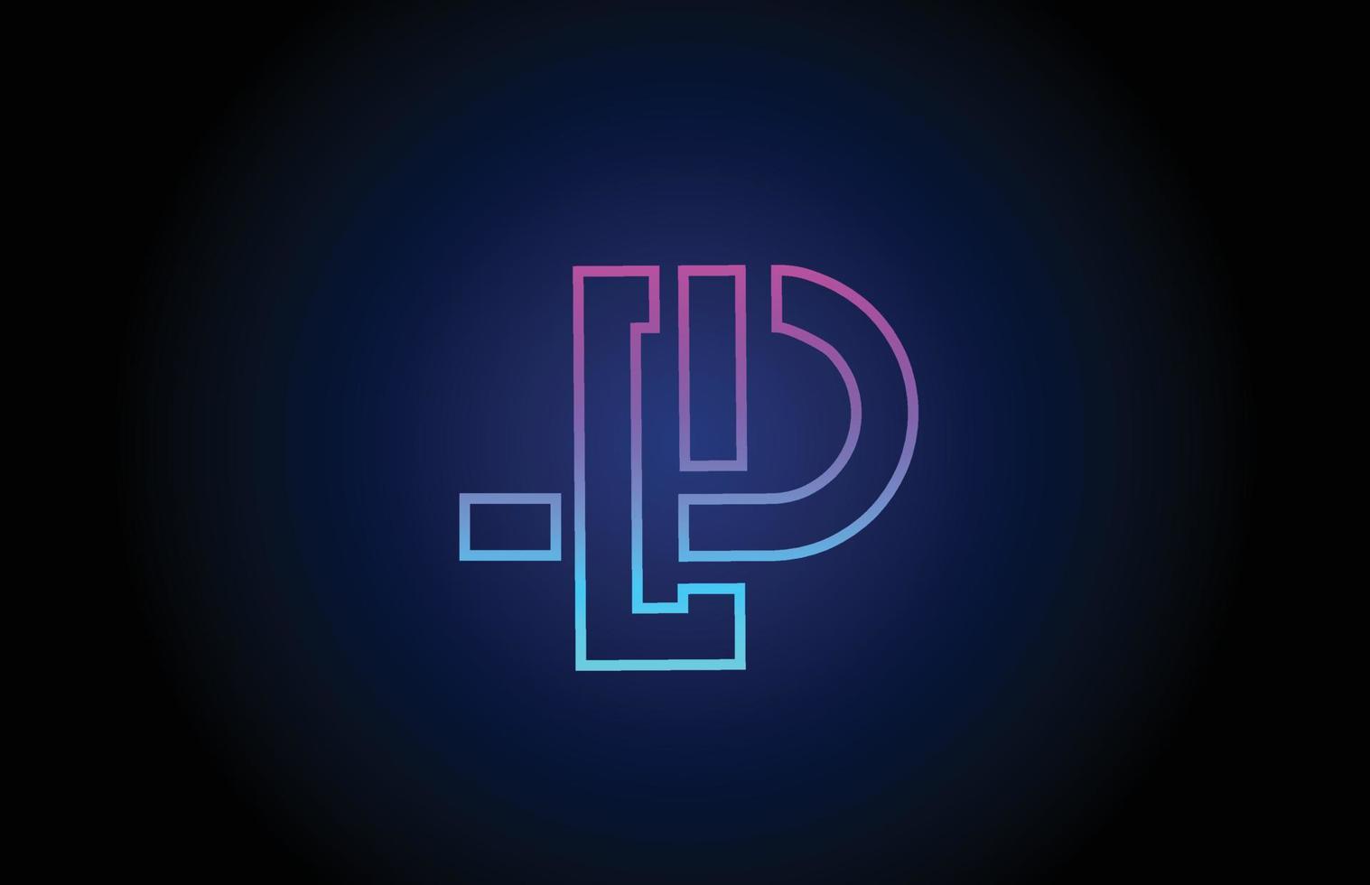 p icono de diseño de logotipo de letra del alfabeto con línea. plantilla creativa para empresas y negocios en colores azul rosa vector