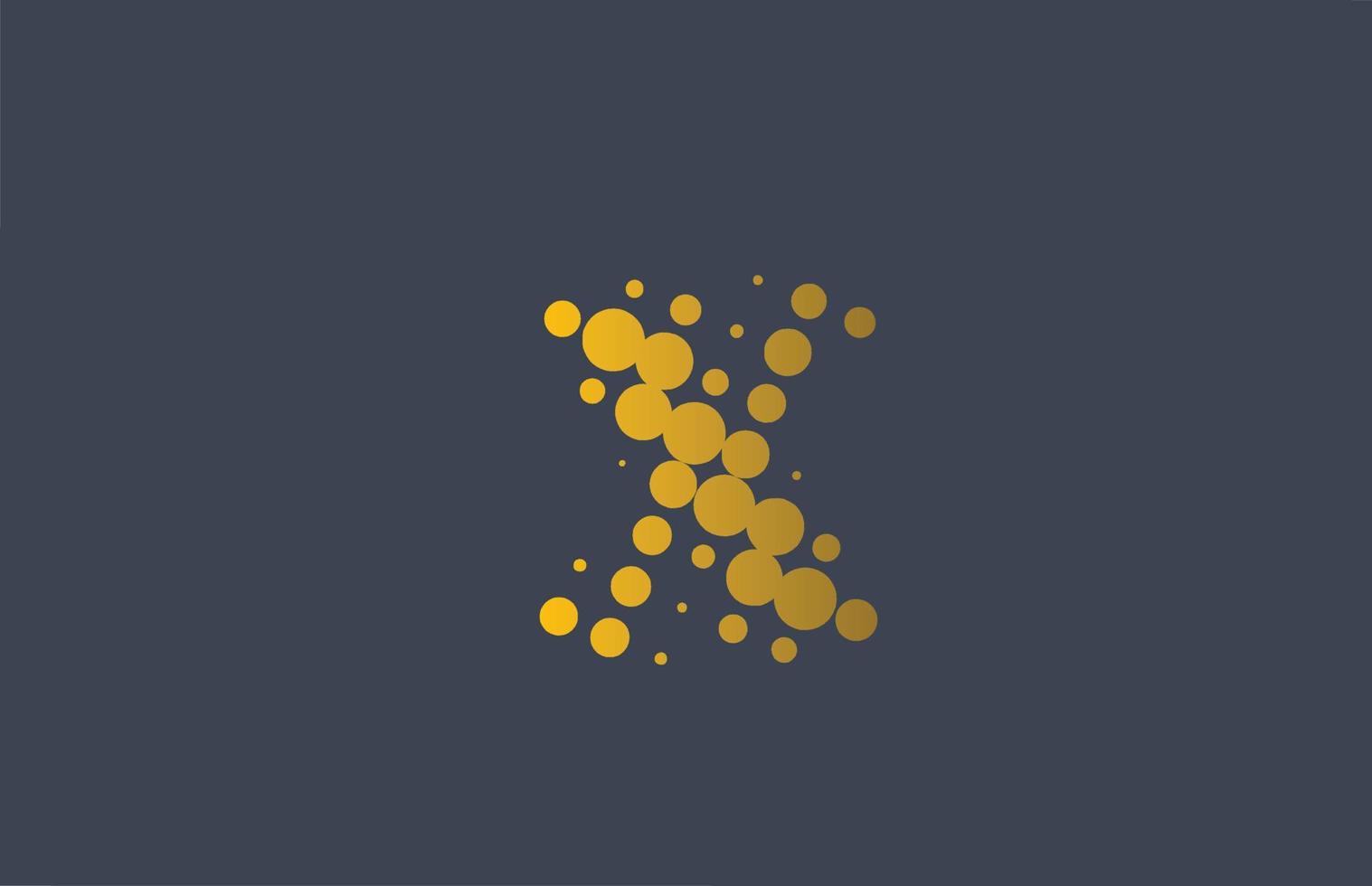 yellow dotted X alphabet letter logo icon design. Creative template for company and business with dots vector