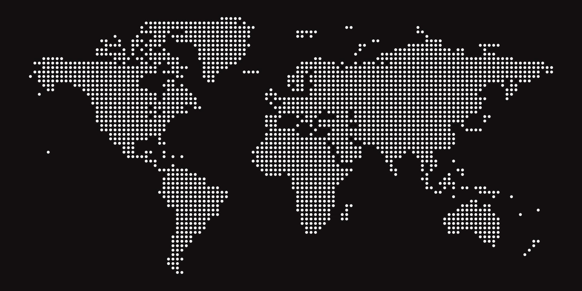 mapa del mundo sobre fondo negro. plantilla de mapa mundial con continentes, américa del norte y del sur, europa y asia, áfrica y australia vector