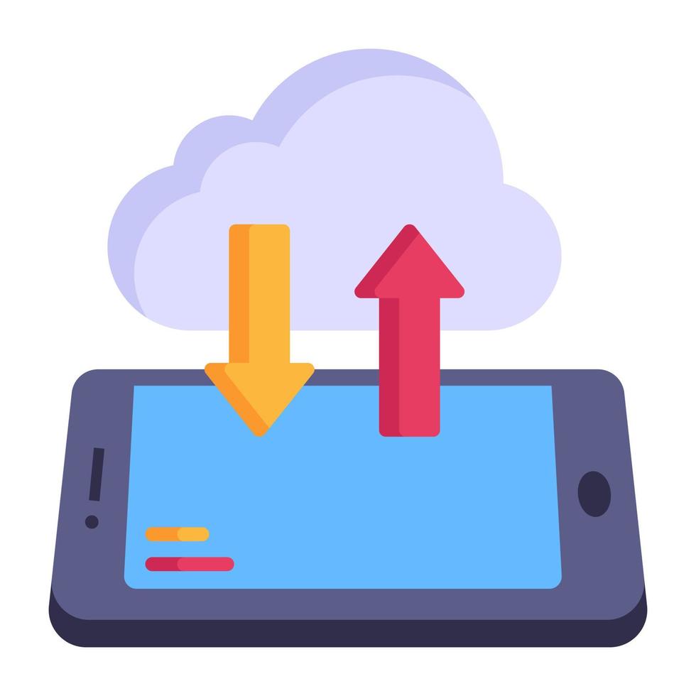 Internet data storage, flat icon of cloud transfer vector