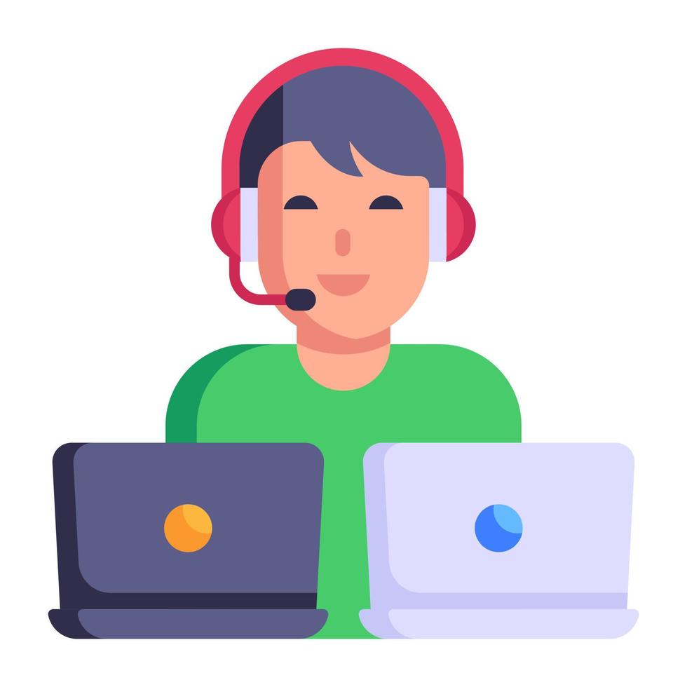 Internet call service, flat icon of customer support vector