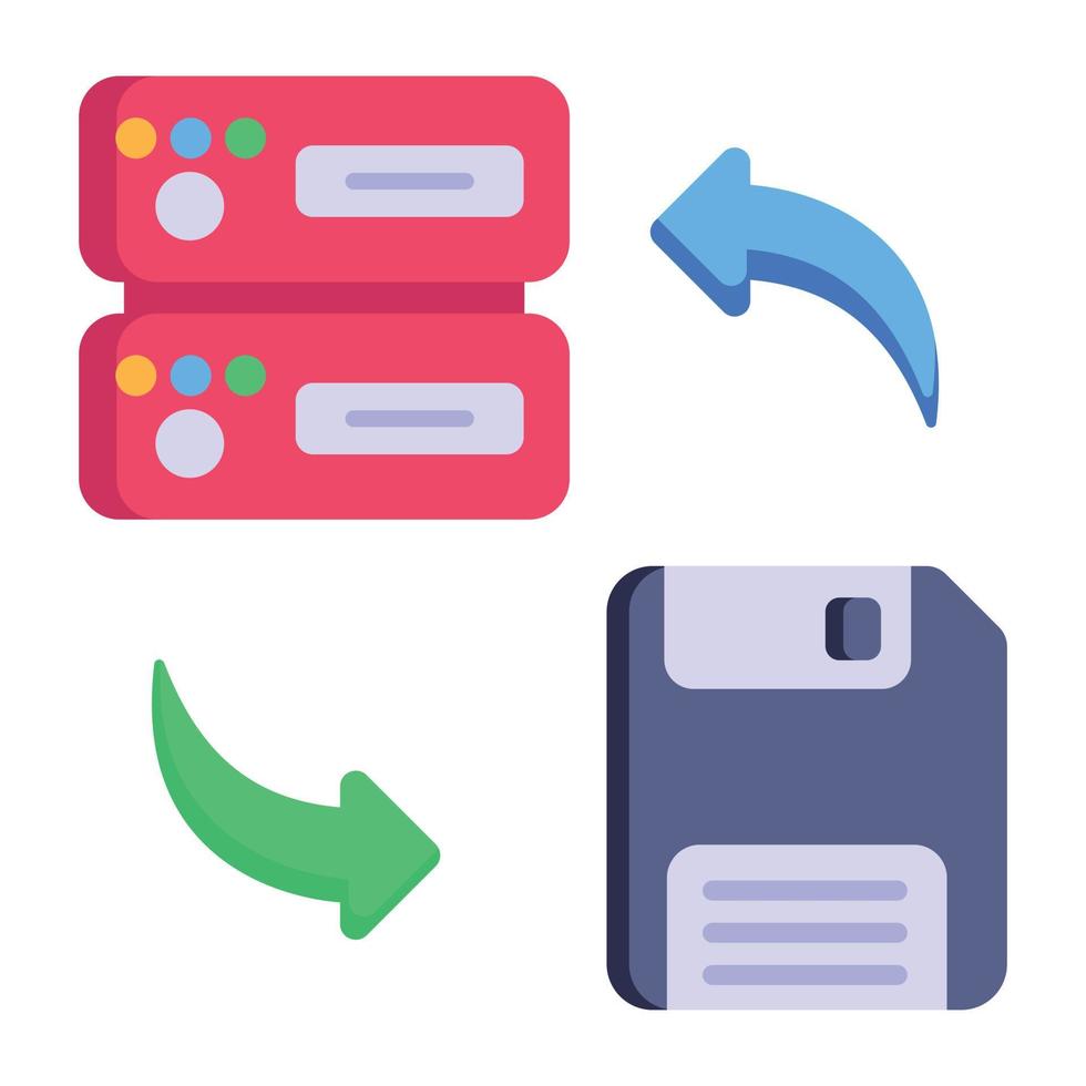 Database and floppy, flat icon of server backup vector