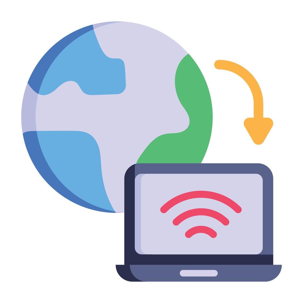 Flat icon of global hosting is up for premium use vector