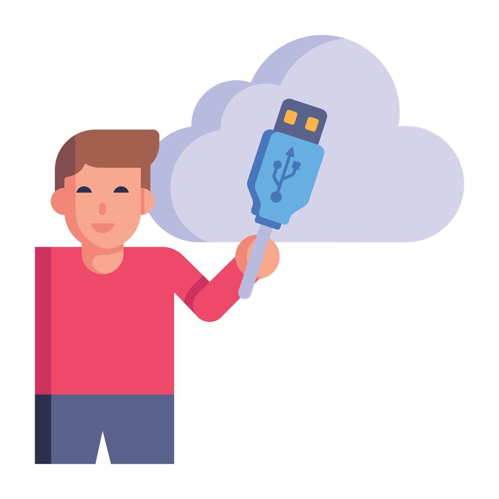 Trendy flat icon of cloud USB, editable vector