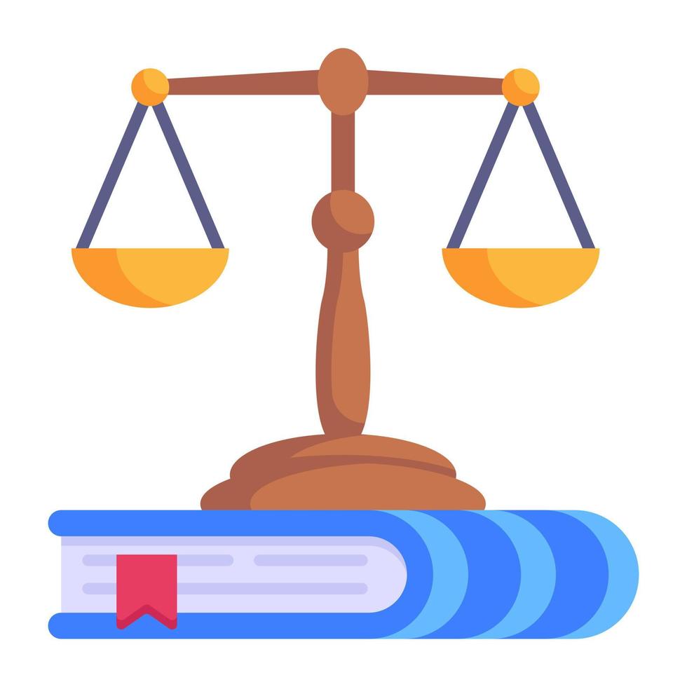 balanza, símbolo del icono plano de la justicia vector