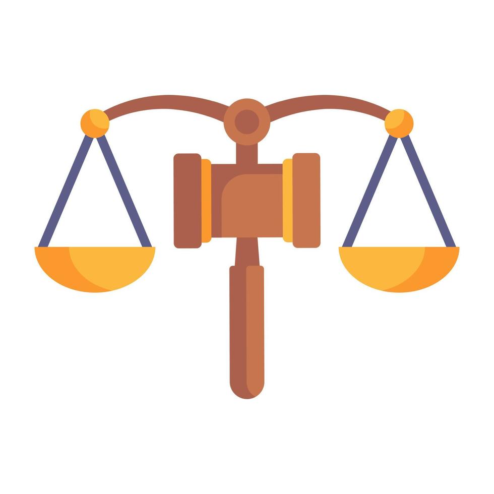balanza, símbolo del icono plano de la justicia vector