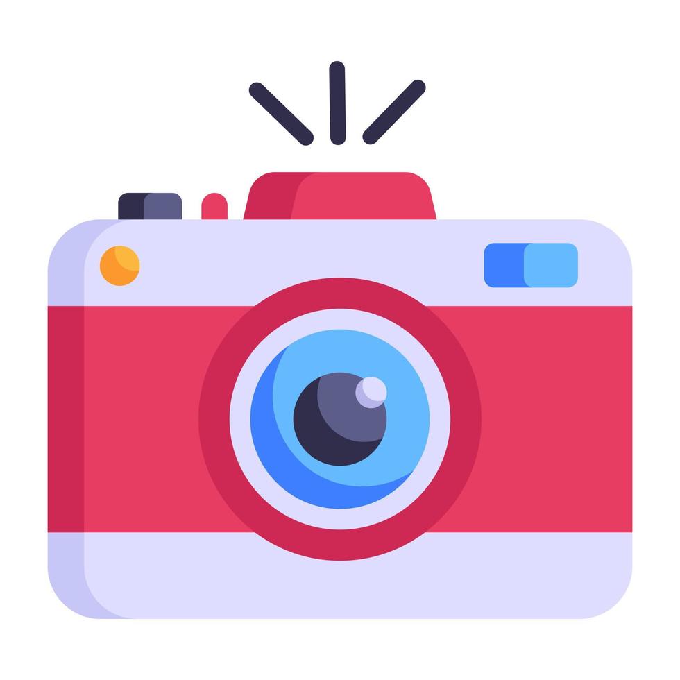 Modern flat icon of camera, photographic device vector