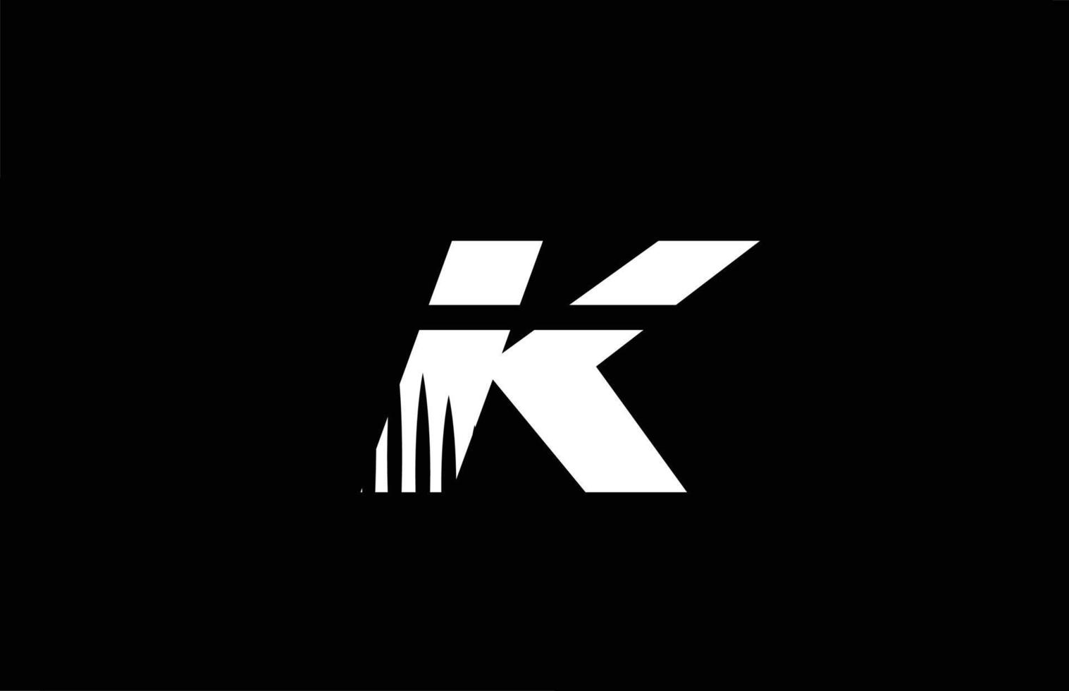 k icono del logotipo de la letra del alfabeto en blanco y negro con diseño de picos. plantilla creativa para empresa y negocio vector