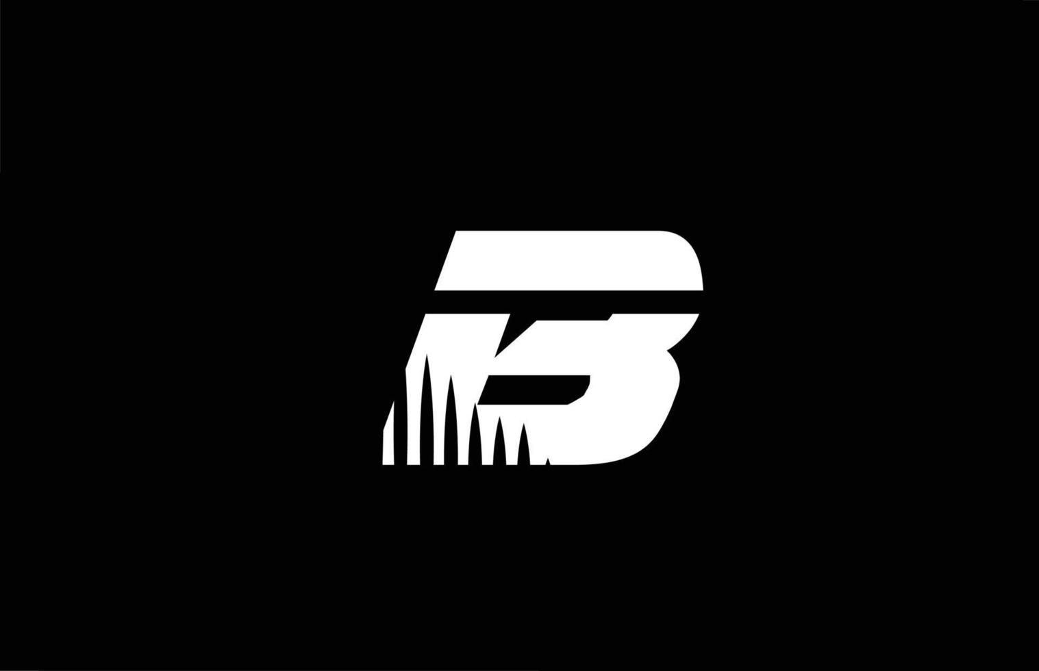 b icono del logotipo de la letra del alfabeto en blanco y negro con diseño de picos. plantilla creativa para empresa y negocio vector