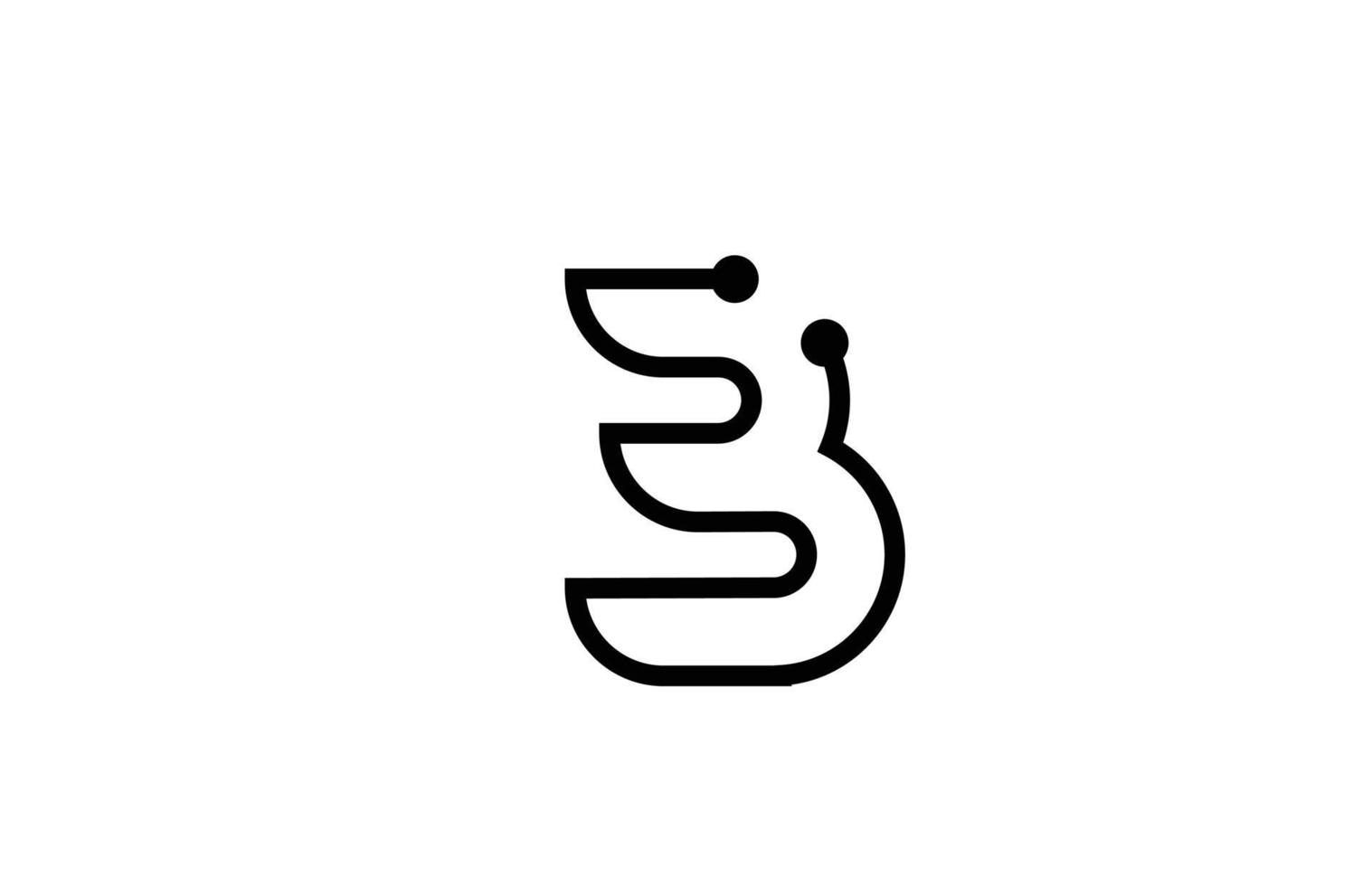 Diseño de icono de logotipo de letra del alfabeto en blanco y negro de línea b con punto. plantilla creativa para negocios y empresas. vector