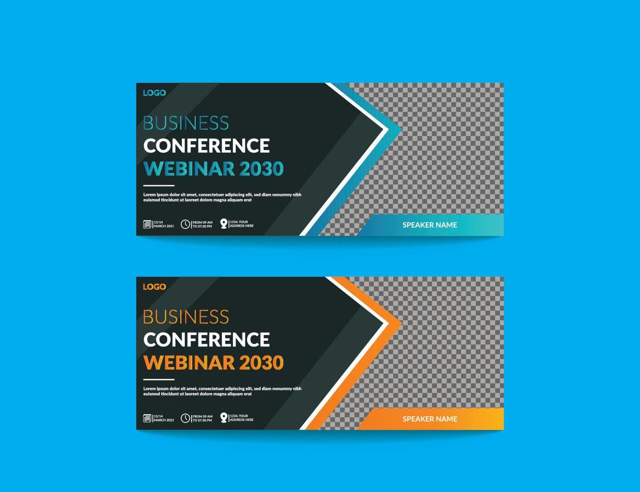 Business Conference Corporate online webinar social media cover web banner template design.Colorful elements. Announcement conference. Abstract cover design..eps vector