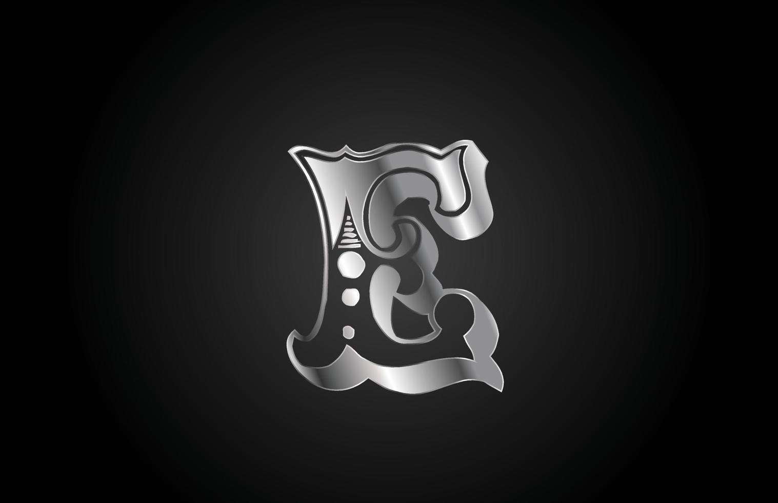 E vintage metal alphabet letter icon logo. Creative design for business or company vector