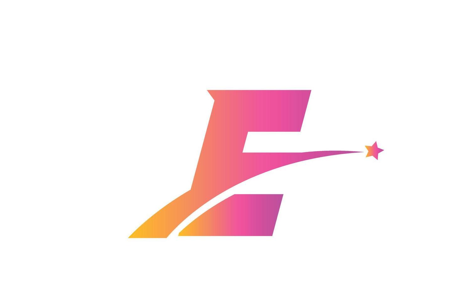pink star E alphabet letter logo icon design with swoosh. Creative template for company and business vector