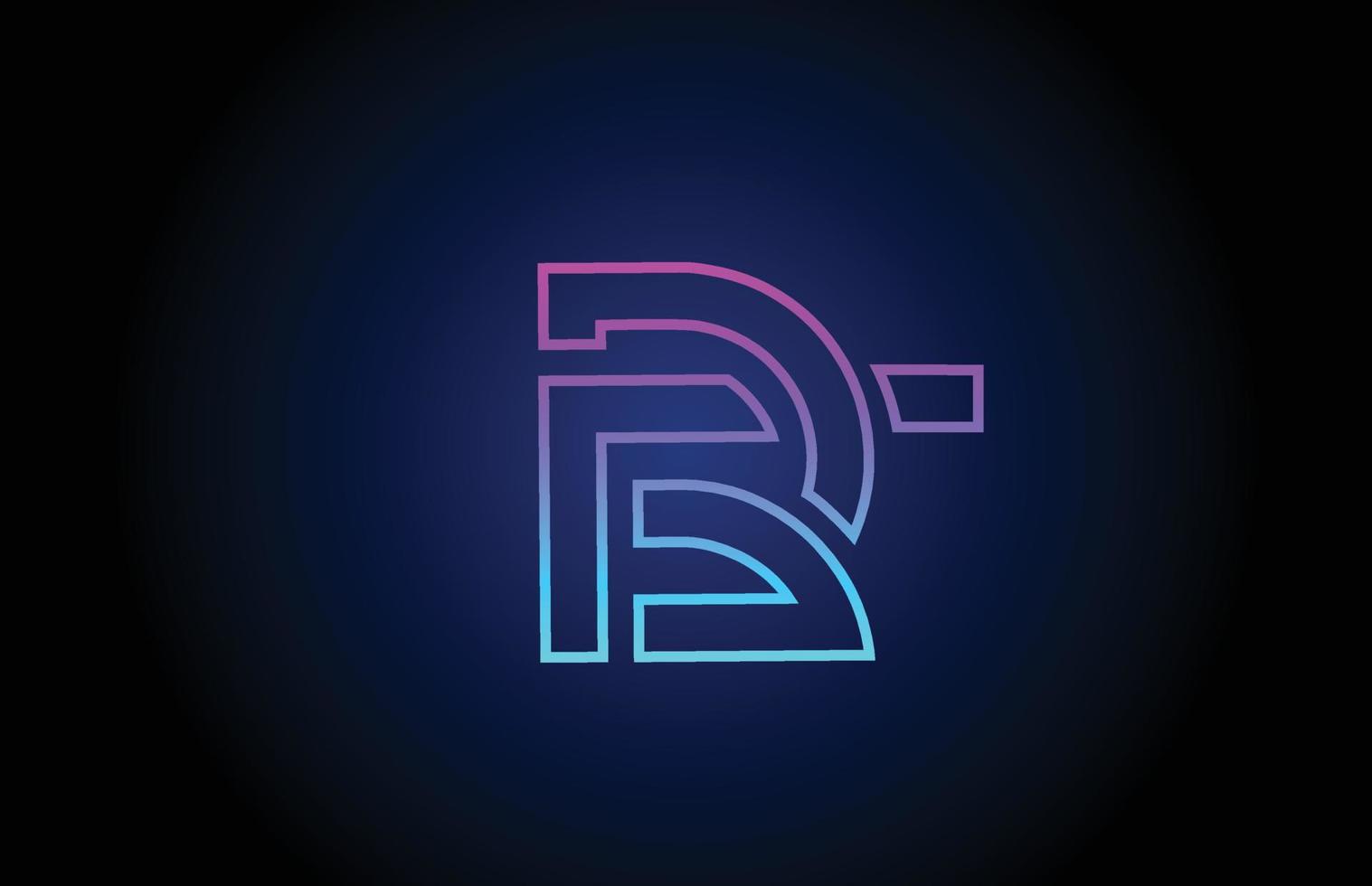 r icono de diseño de logotipo de letra del alfabeto con línea. plantilla creativa para empresas y negocios en colores azul rosa vector