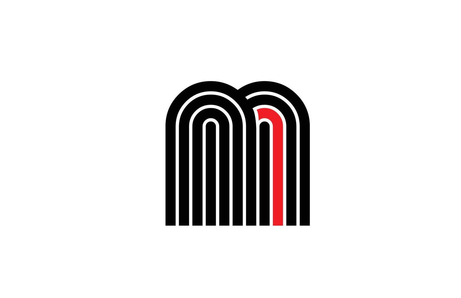 red line M alphabet letter logo icon. Creative design template for company and business in white and black vector