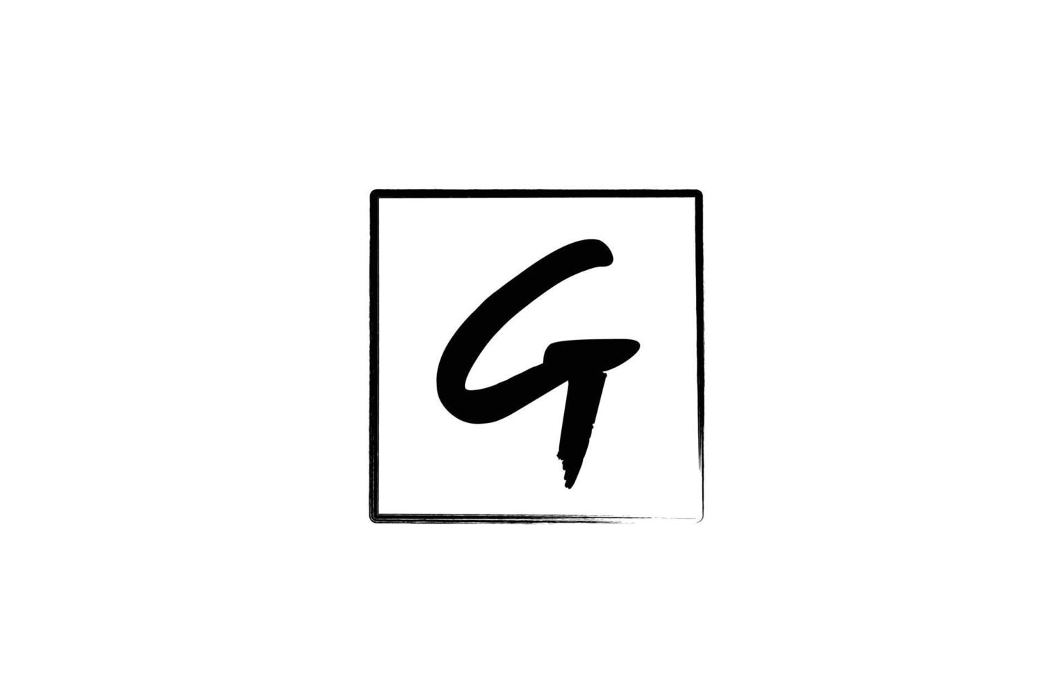 grunge g alfabeto letra logo icono con cuadrado. plantilla de diseño creativo para empresas y empresas en blanco y negro vector