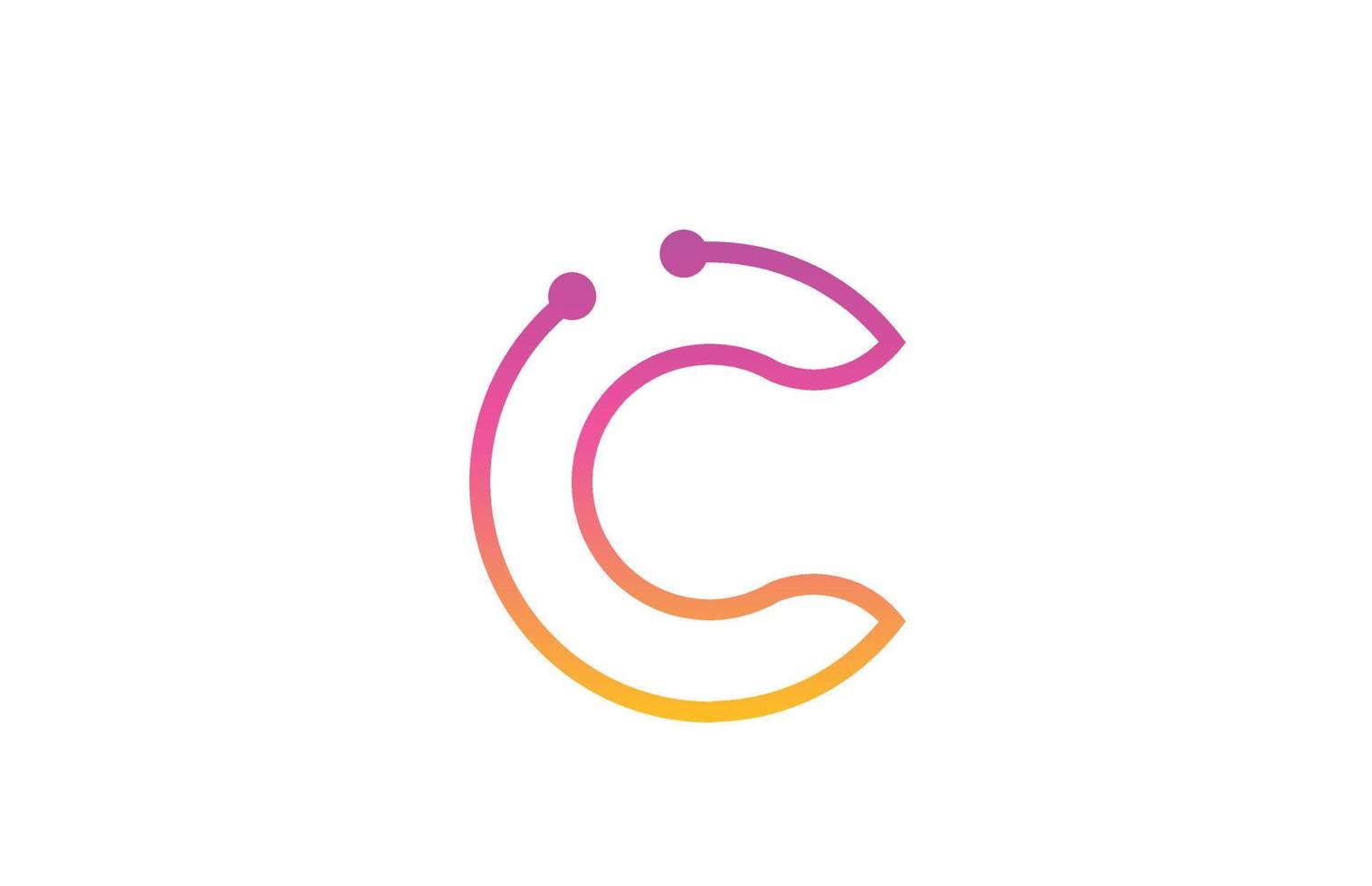 c diseño de logotipo de icono de letra del alfabeto rosa con punto. plantilla creativa para empresa y negocio con línea vector