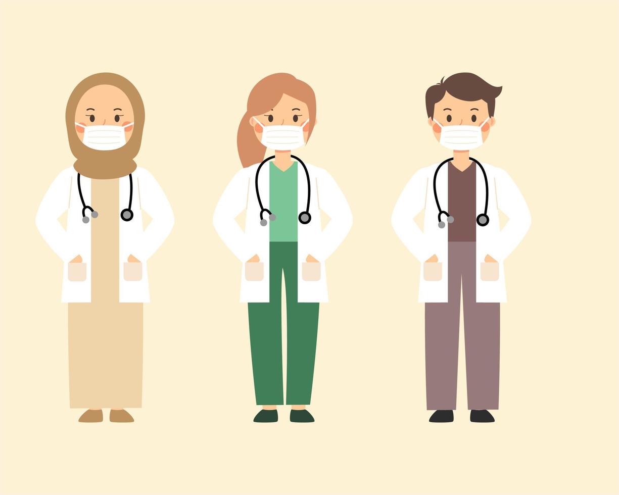 man and woman doctor cartoon vector