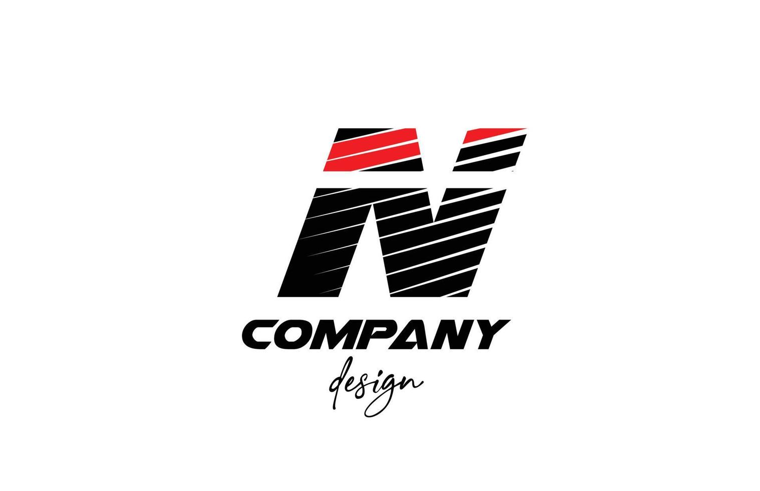 black and red N alphabet letter logo icon. Creative design for company and business with sliced bold style vector