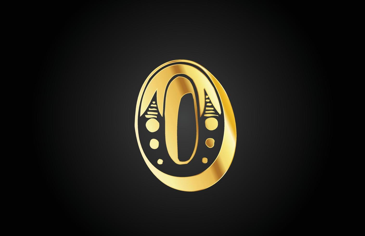 icono del logotipo de la letra del alfabeto de metal dorado vintage o. plantilla de diseño creativo para empresa o negocio vector