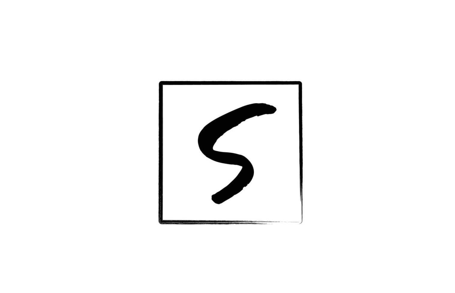 grunge S alphabet letter logo icon with square. Creative design template for business and company in white and black vector