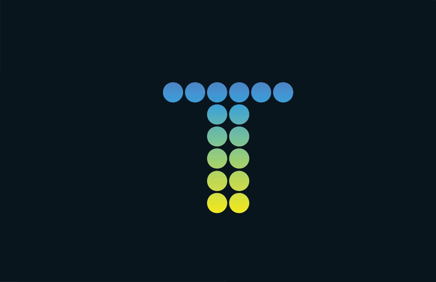 punto t verde amarillo alfabeto letra logo icono diseño. plantilla creativa para negocios y empresas. vector
