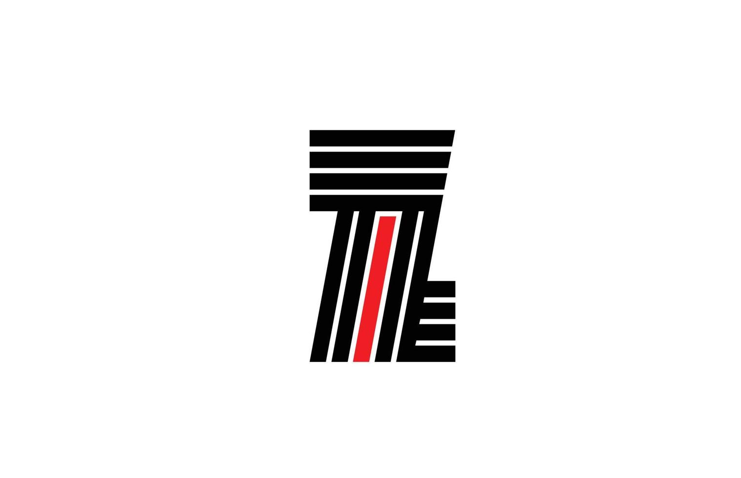 red line Z alphabet letter logo icon. Creative design template for company and business in white and black vector