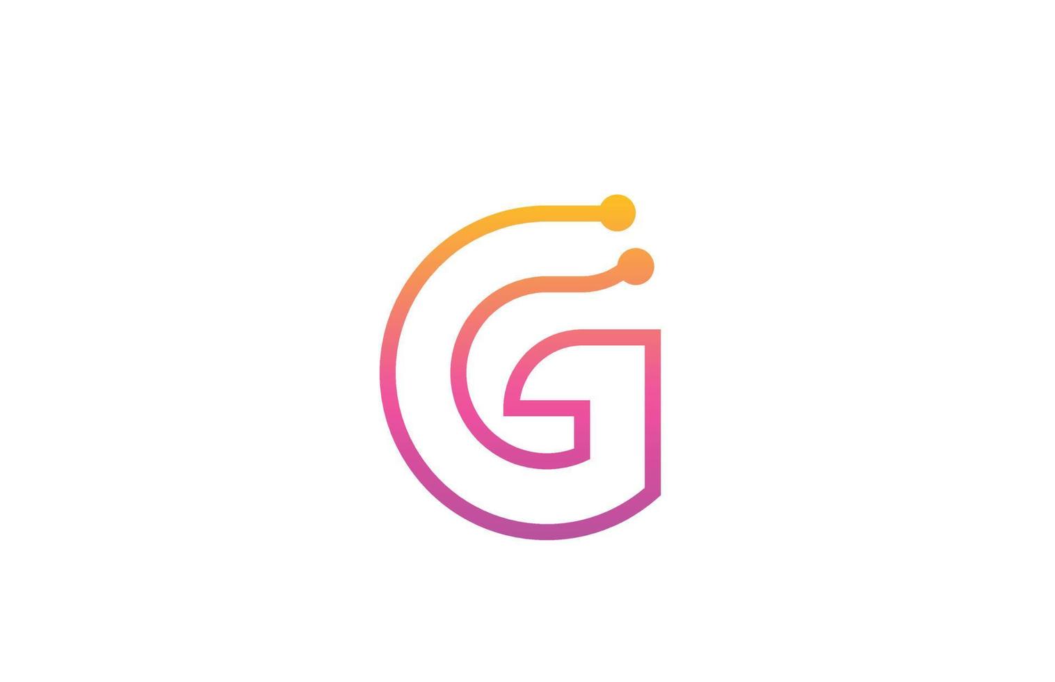 G pink alphabet letter icon logo design with dot. Creative template for company and business with line vector